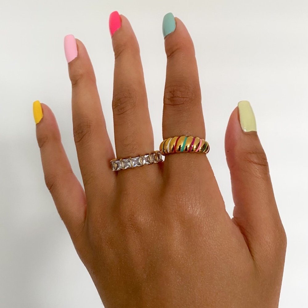 Rainbow Croissant Rings - Picture 2 of 2